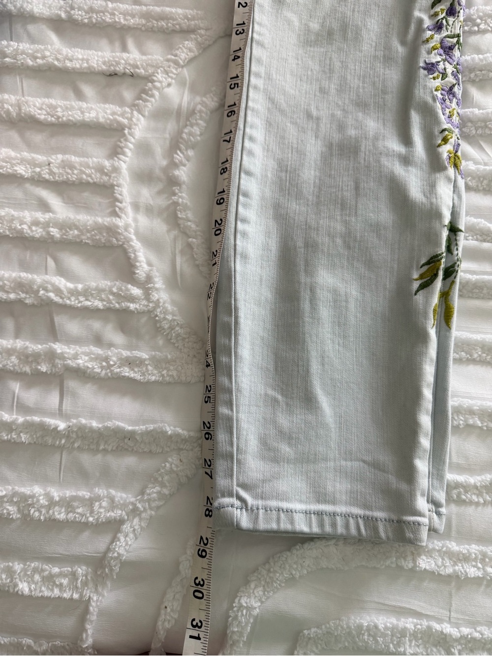 Martha Stewart Light Wash Jeans with Purple Floral Side Embroidery - Picture 11 of 12